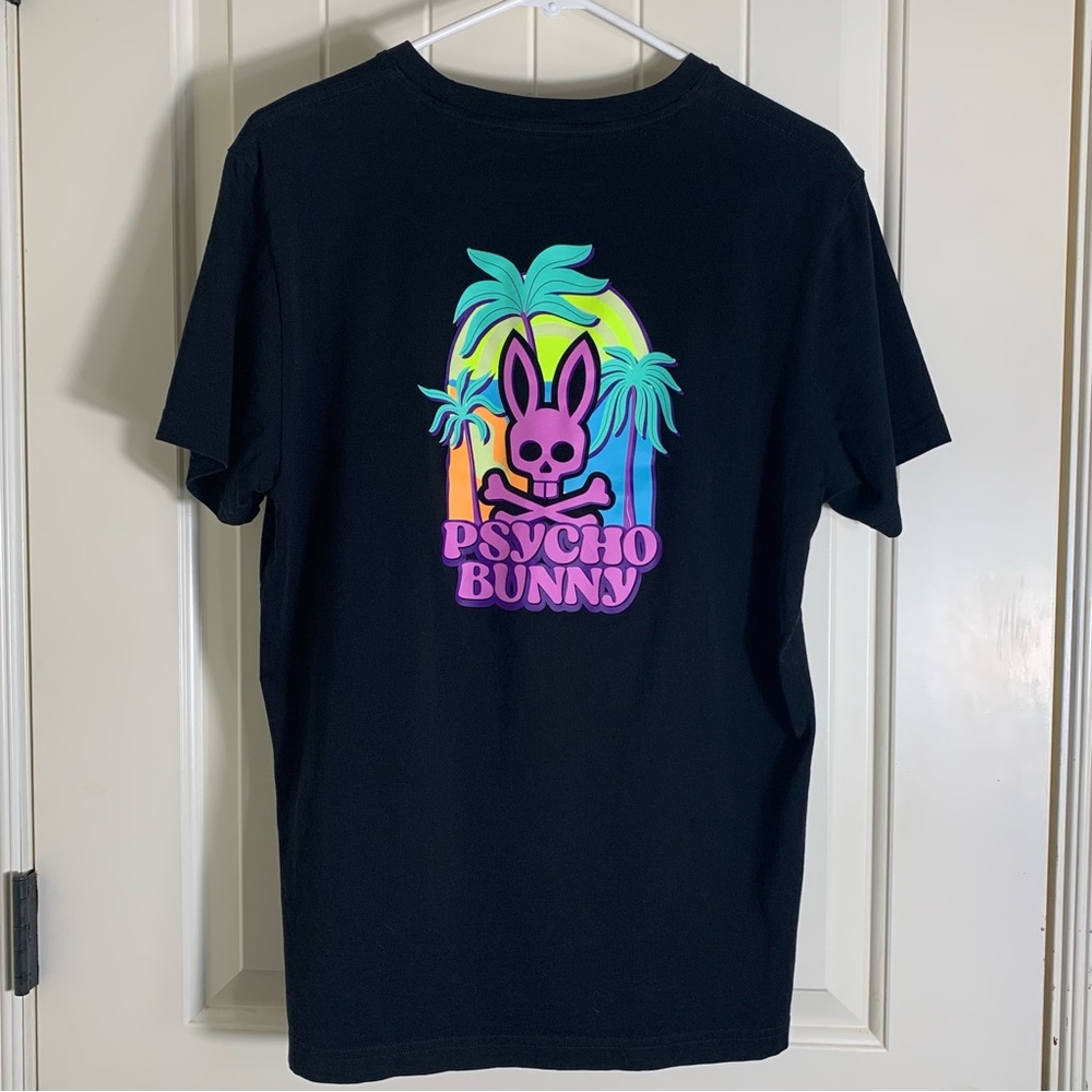 Psycho Bunny Men’s Black Tee with Colorful Graphic